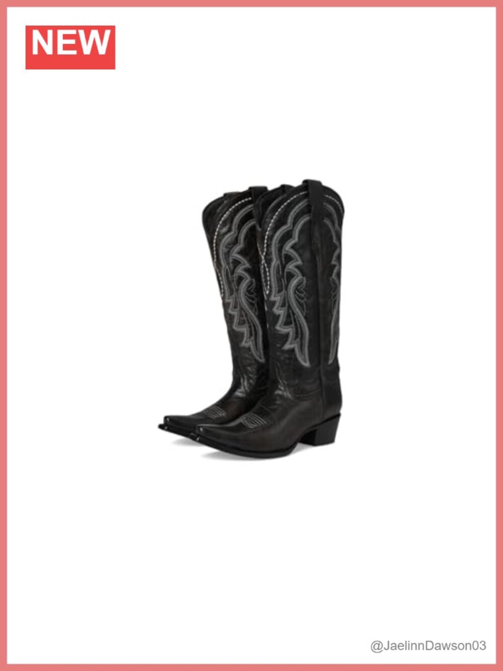 Leather Embroidered Snip Toe Western Boots Cuban Heel Pull-On